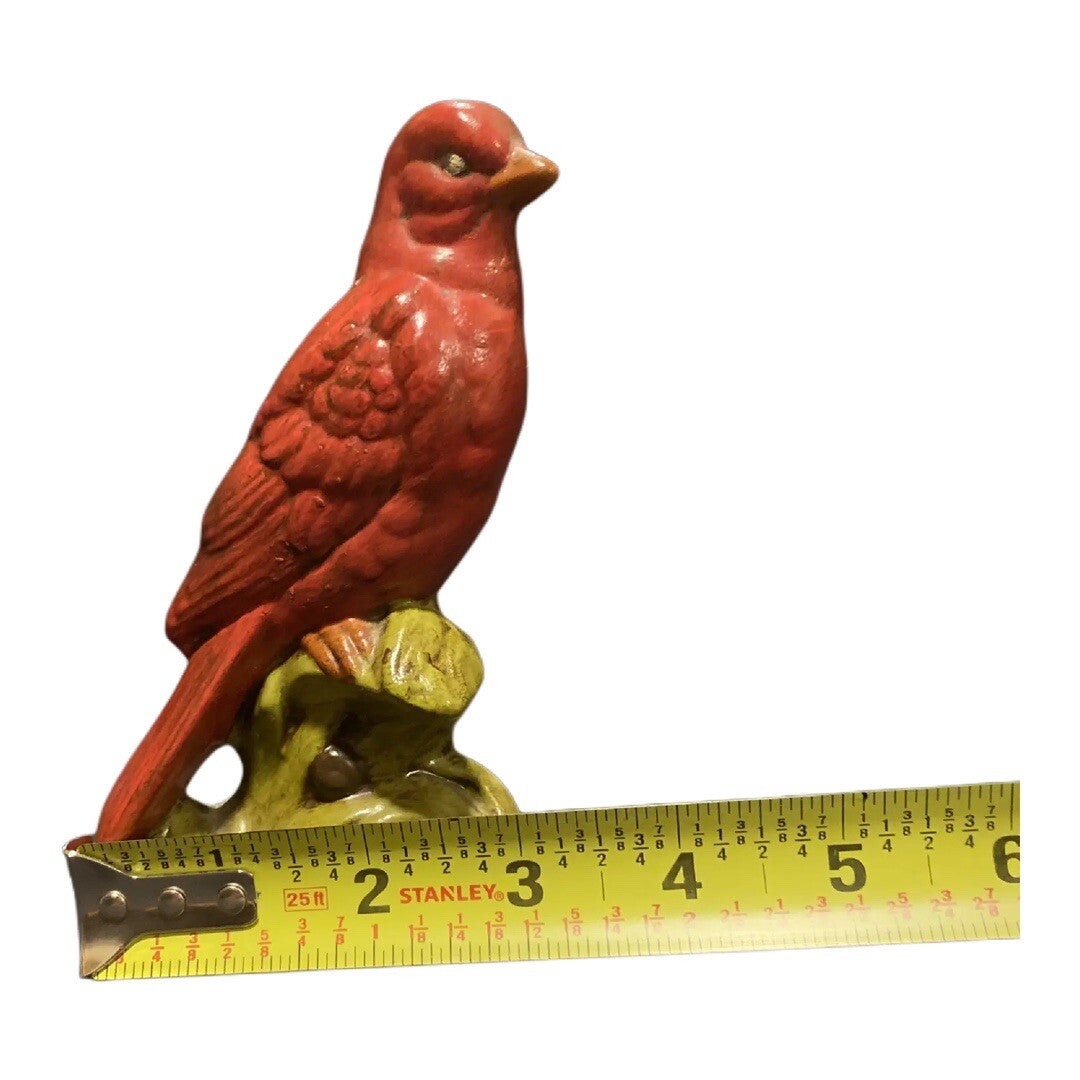 Rare RED BIRD on Branch Statue Figurine Home Decor Room-Tabletop-Desk