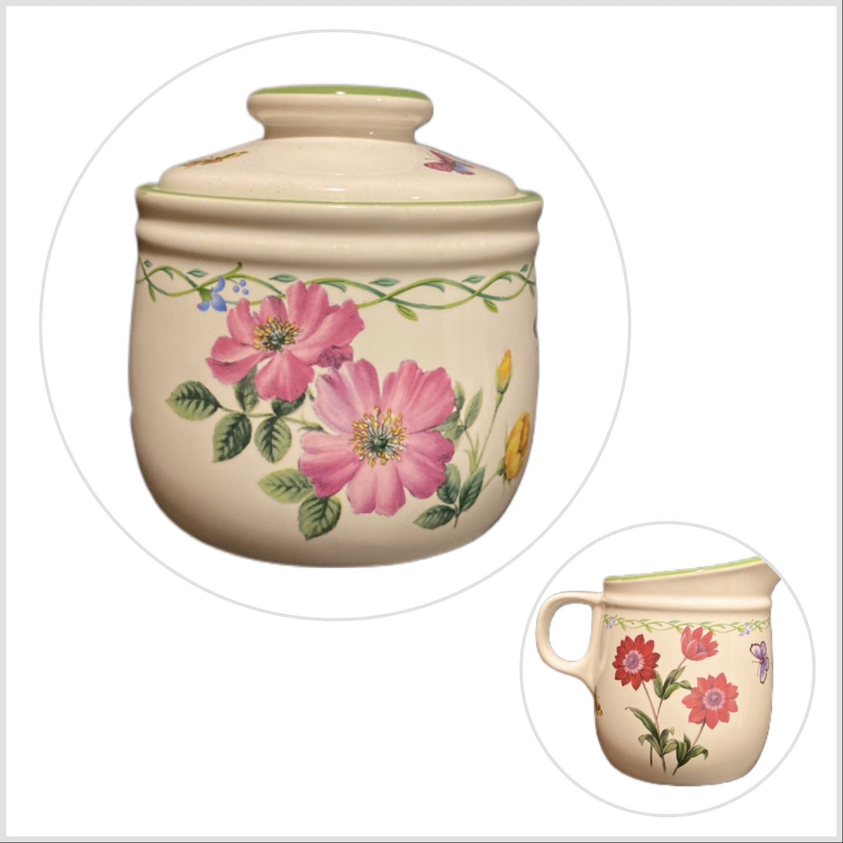 GARDEN BLOOM Studio Nova Mikasa Sugar & Creamer Flowers & Butterflies Set Y2372