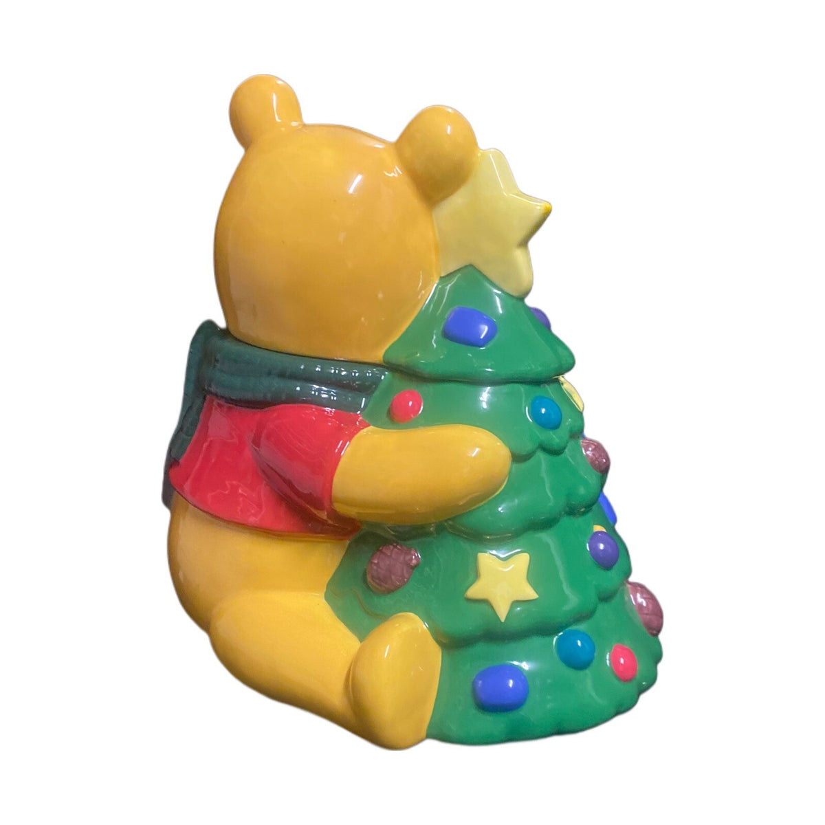 Vintage The Disney Store Winnie The Pooh Christmas Tree Ceramic Cookie Jar 11" H