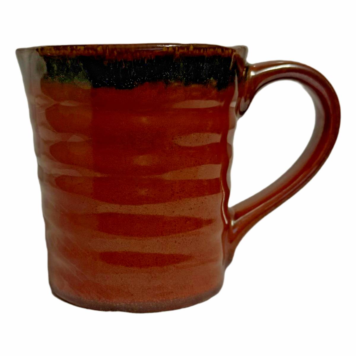 Set of 4 Gourmet Expressions Stoneage Cinnamon Mugs Ribbed Brown Rustic