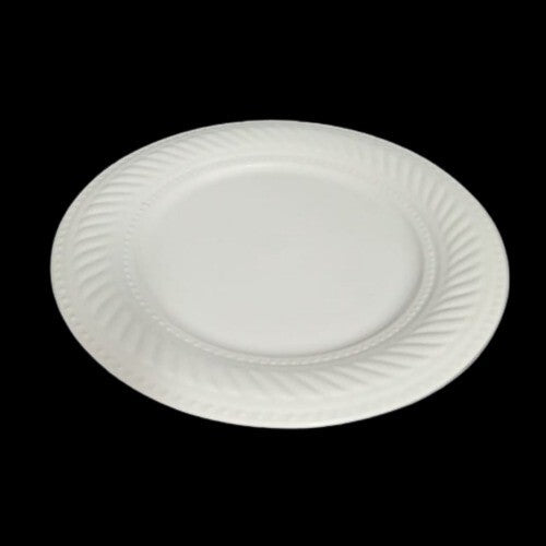 Gibson Designs IMPERIAL BRAID Chop Plate 12" D White Rope Dots Embossed Platter