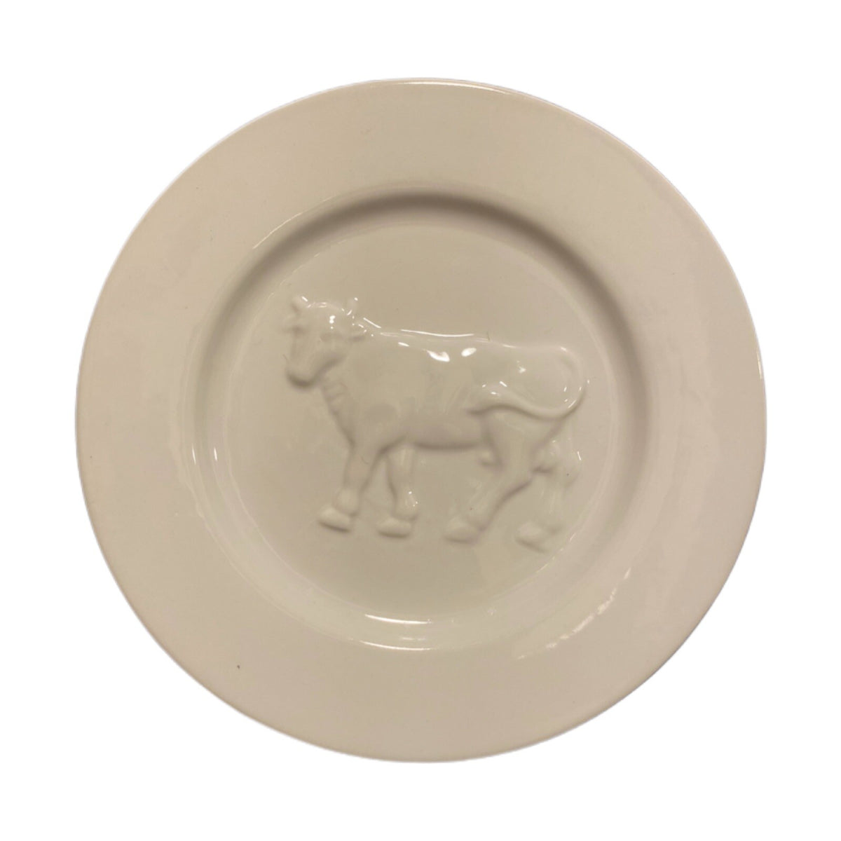 BonJour Salad Plates Farm Animal 1-Cow 1-Sheep Embossed La Fromagerie Cheese 7"D