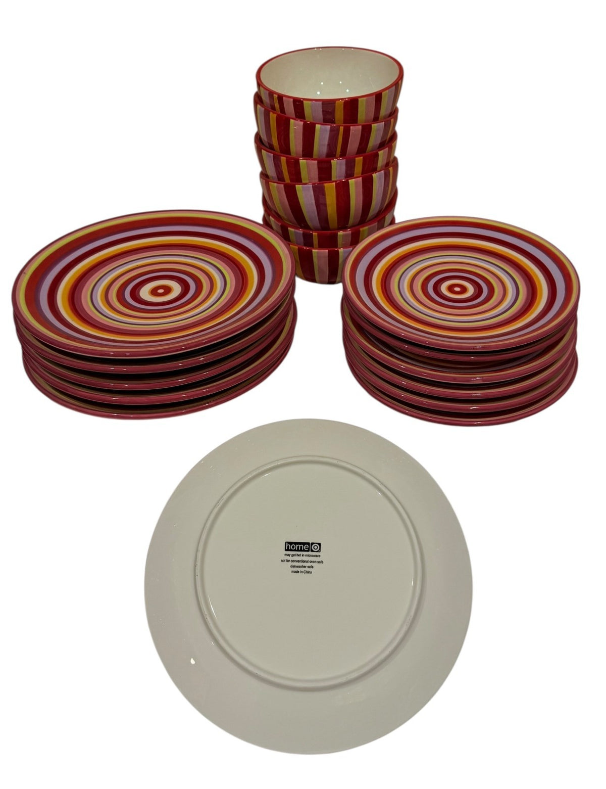 Home Target Rainbow 6 Dinner Plates 6 Salad Plates 6 Soup/Cereal Bowls-18 Piece