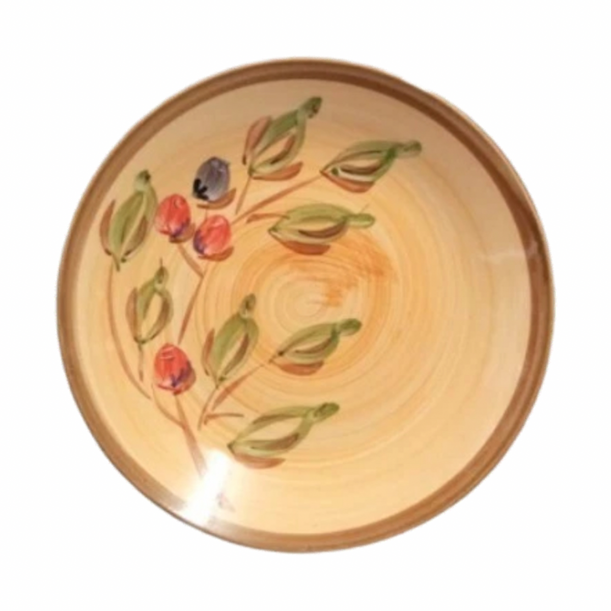Gibson Roman Olive 4 Salad Plates 7.25” Hand Painted Yellow Olive Branch