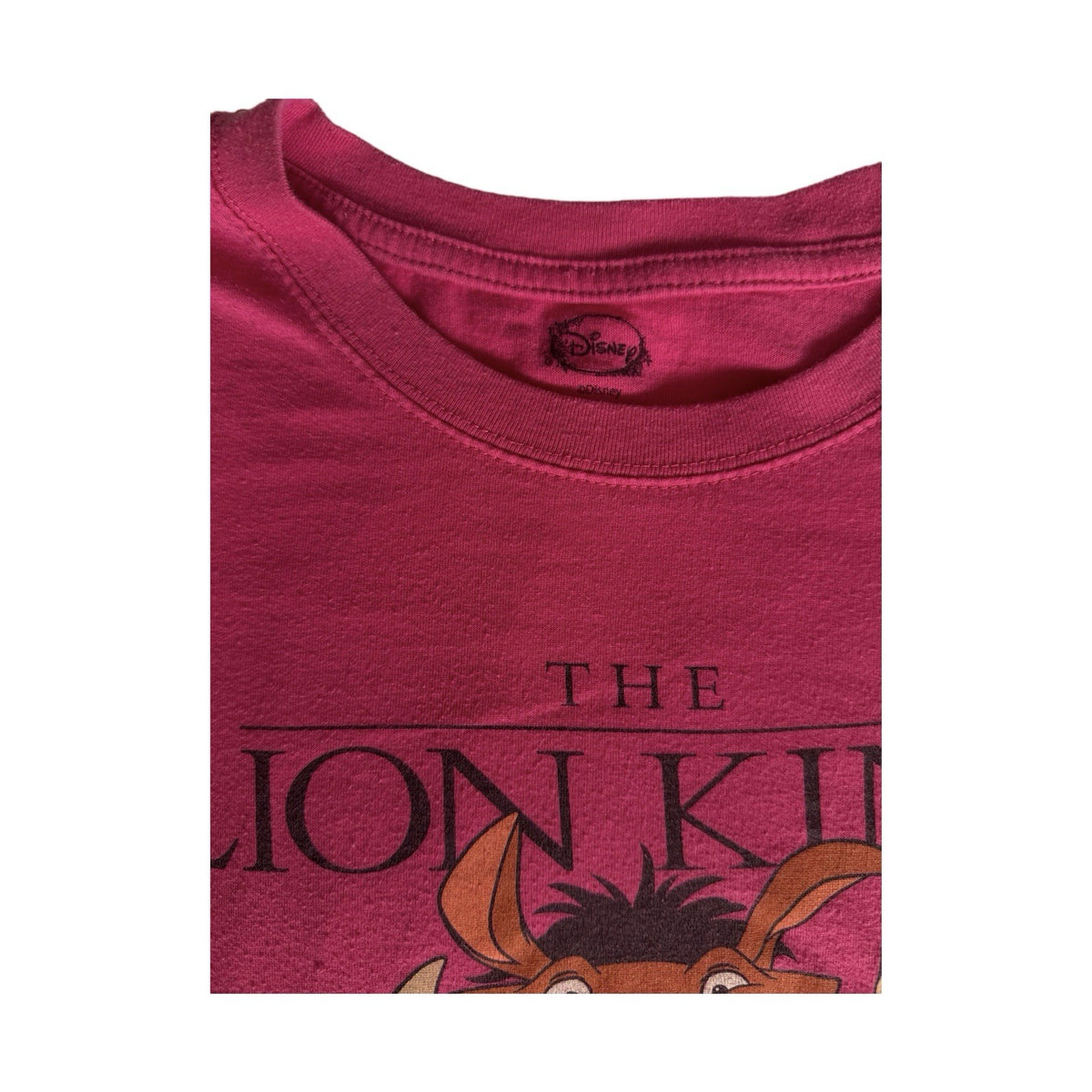 Disney The Lion King Pink T-Shirt Cap Sleeves Women’s Medium Simba Timon Pumbaa