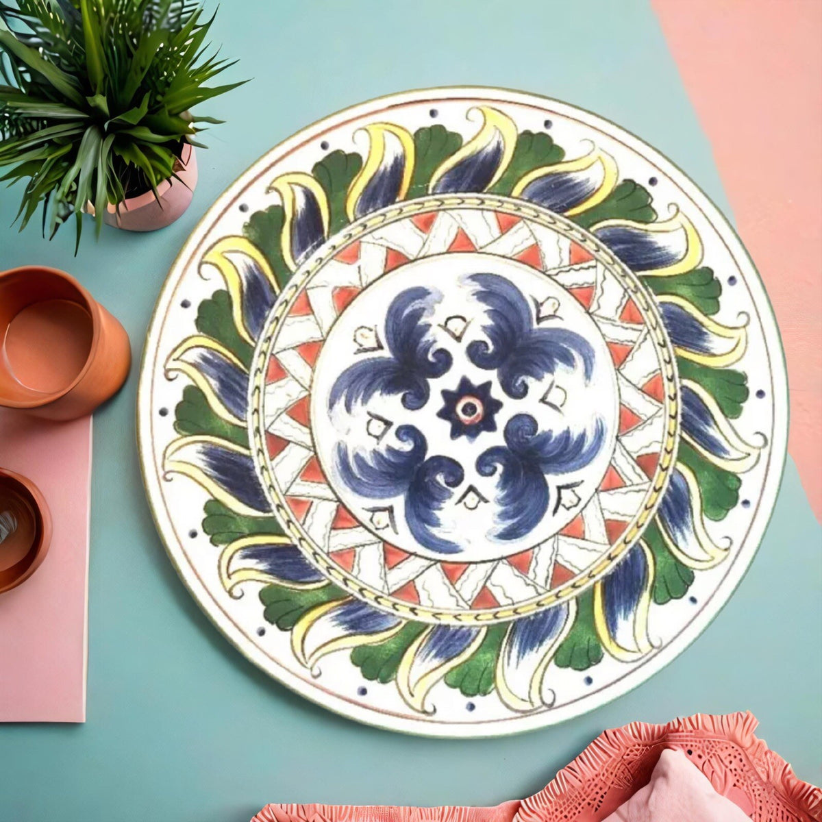 Tabletops Unlimited DERUTA 4-Salad plates Hand-Painted Ceramic Dessert Dish