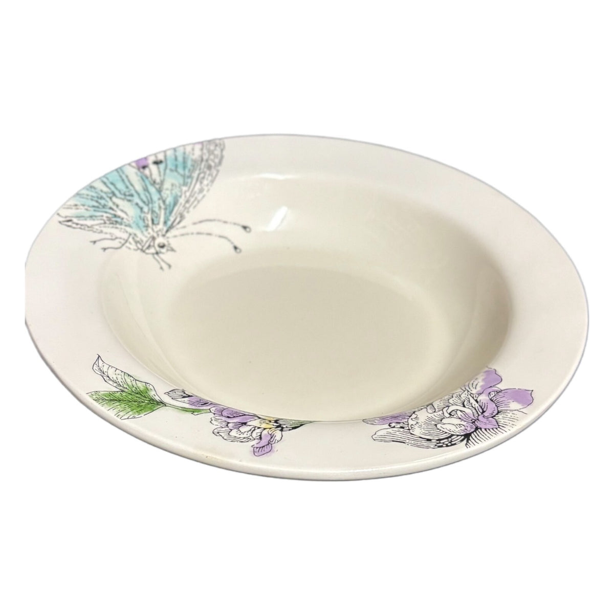 Edie Rose Home 4 Rim Soup Bowls PEACOCK COLLECTION Porcelain Pasta Dish 9 1/8"D