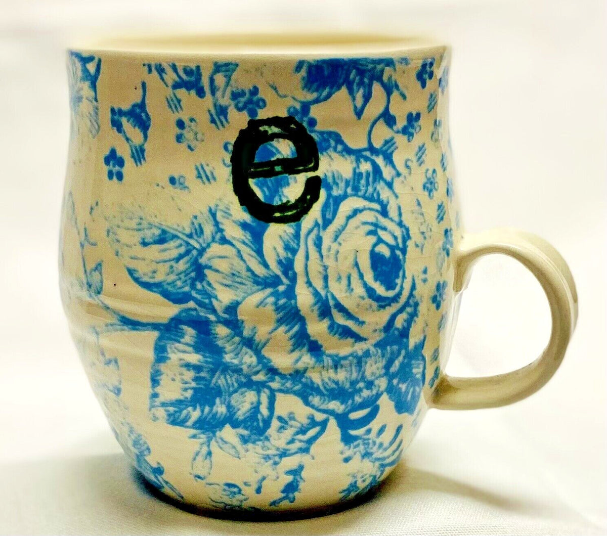 ANTHROPOLOGIE Homegrown Initial Mug Monogram Personalized Name Floral Coffee Cup