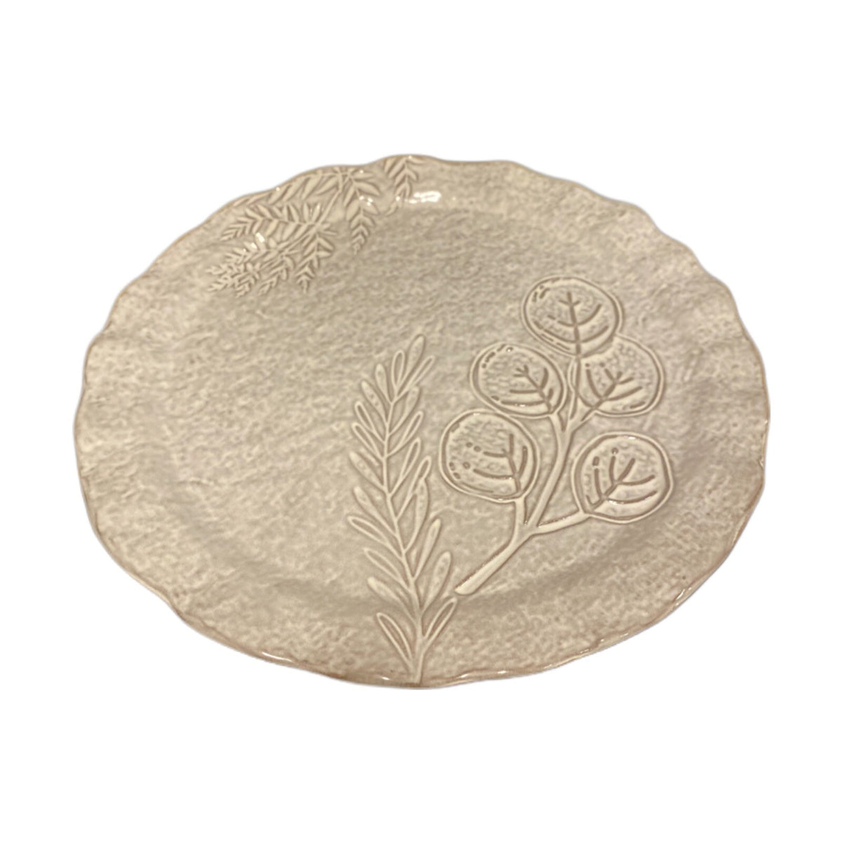 Mud Pie Plate Platter Tray Server VERANDA BOTANICAL Wavy Rim Mottled Stoneware