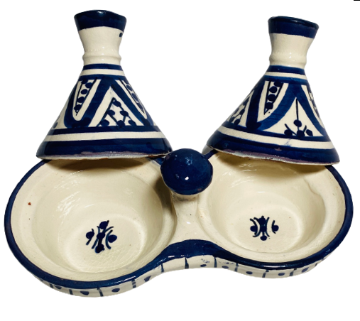 GGE "MELH BLUE" TAGINE Multi-Purpose SALT & PEPPER SMALL Moroccan Tajine