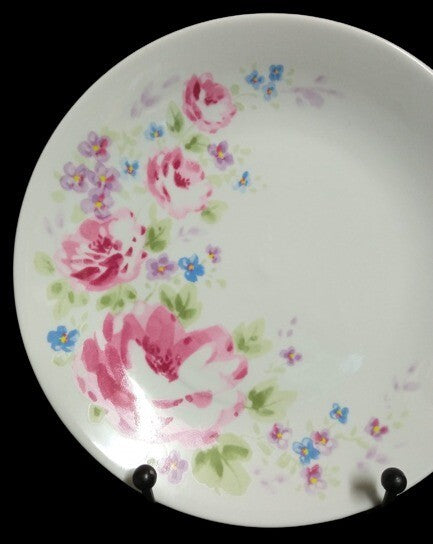 Gibson Designs HEAVENLY ROSE 4-Salad Plates 7 1/8” D Pink Roses Flowers Coupe