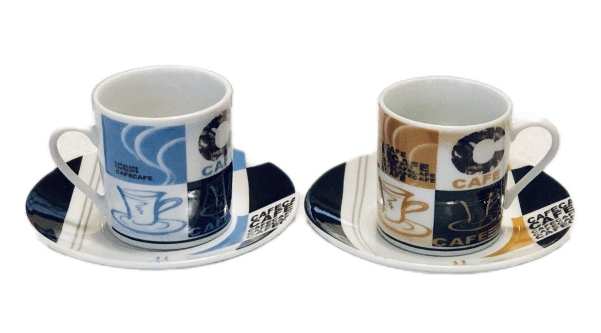 Create by Just Mugs Espresso Cups & Saucers Set of 6 Colorful Café Art