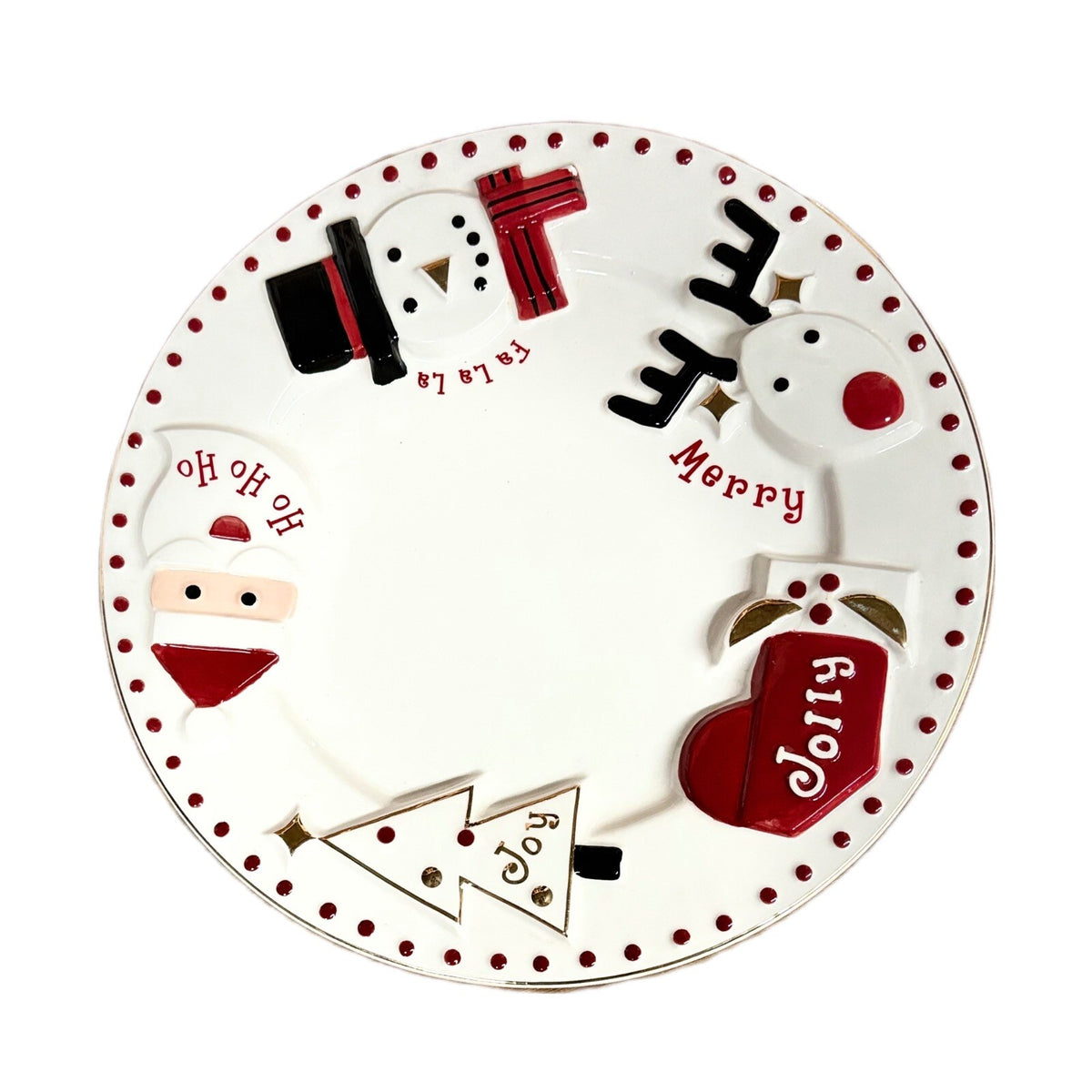 FAO Schwarz 11"D Plate Cookies for Santa Merry Christmas Holiday Dish