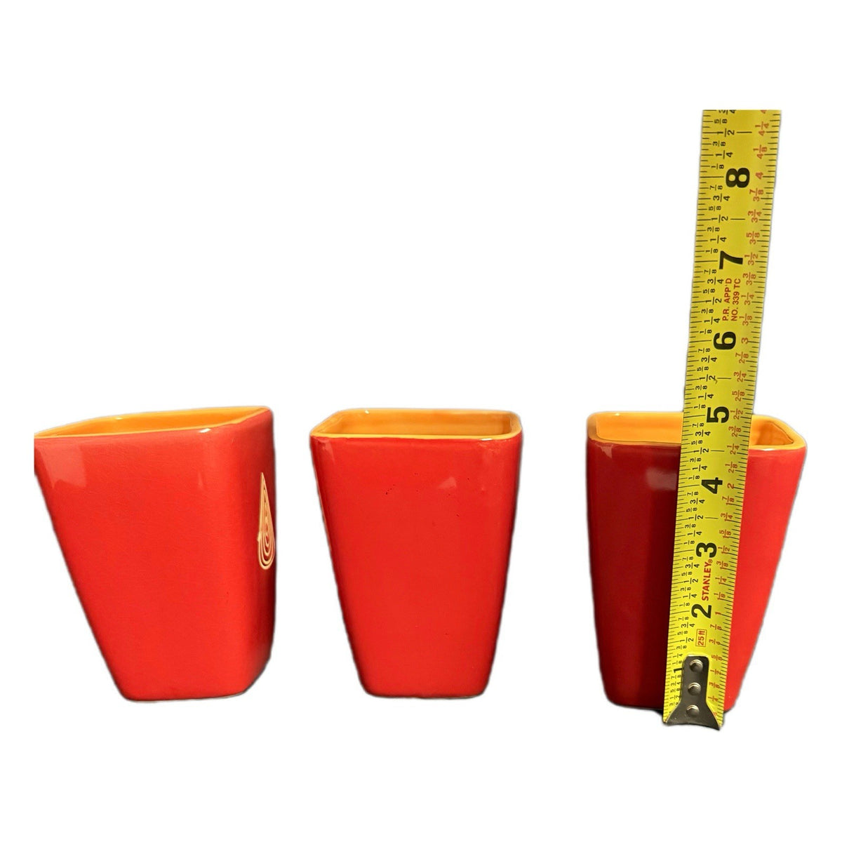 Disaronno Red Square Mugs Set of 3 Orange Interior Barware Coffee Cups