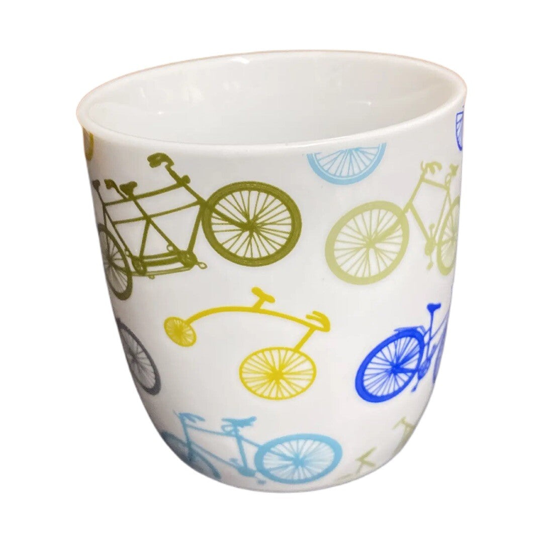 NOW Designs Bicycle Print White Ceramic Coffee Mug 12oz Cup