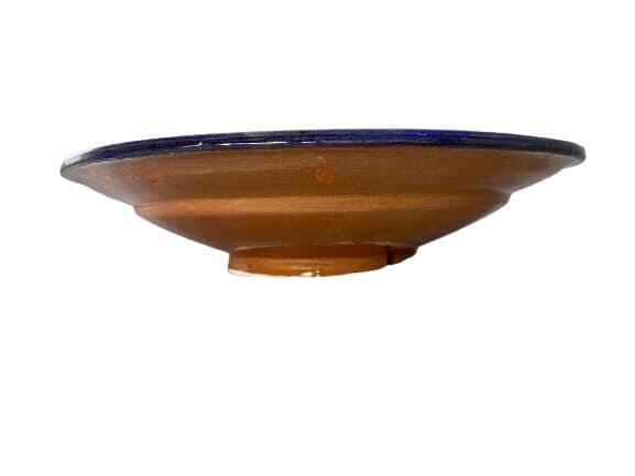 Moroccan Pottery Plate Bowl Terracotta Geometric ART 10 3/8"D GGE SOUK-SAFI BLUE