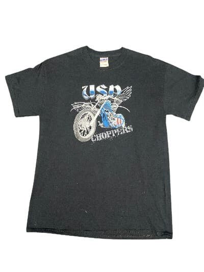 USA Choppers By Gildan T-Shirt Medium Black Short Sleeves Men Crew Neck Cotton