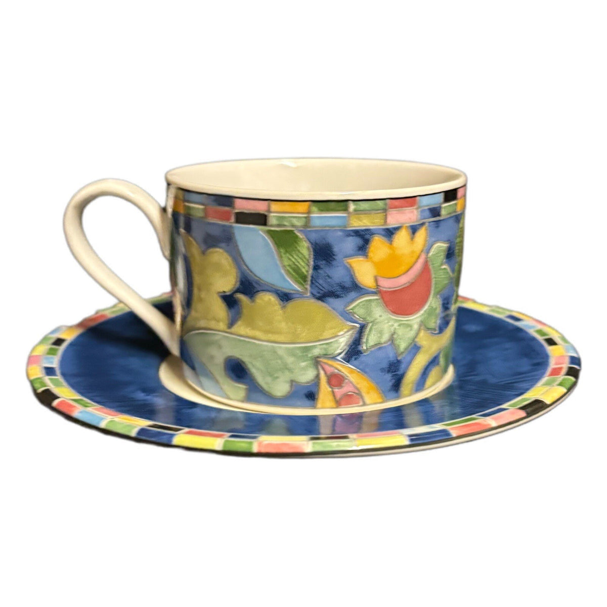 PTS International FANTASIA 2 Cups 2 Saucers Stoneware Coffee Tea