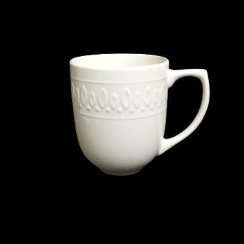 Gibson Designs WHITE DIAMONDS 2-Cups 10 oz White Embossed Oval Diamond Design