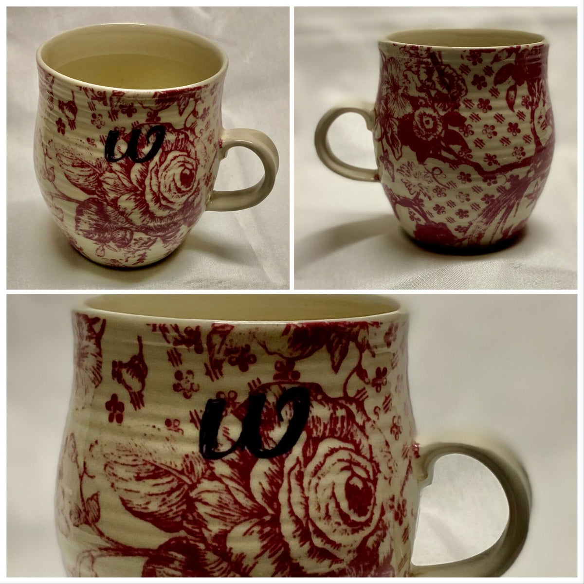 ANTHROPOLOGIE Homegrown Initial Mug Monogram Personalized Name Floral Coffee Cup