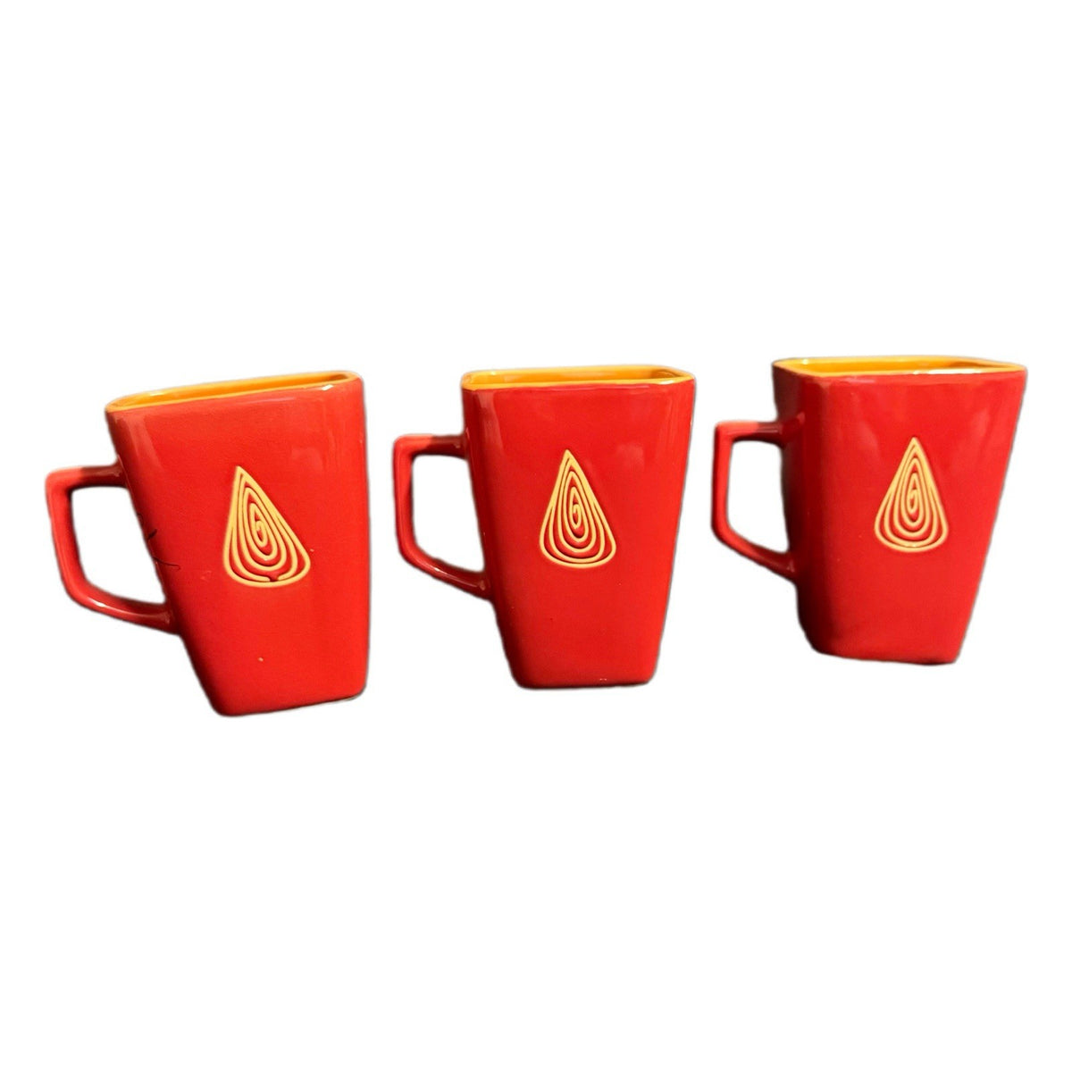 Disaronno Red Square Mugs Set of 3 Orange Interior Barware Coffee Cups