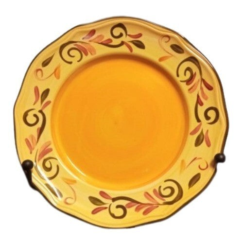 Gibson Designs HERITAGE PARK 3-Dinner Plates 10 7/8”D  Scrolls HAND PAINTED