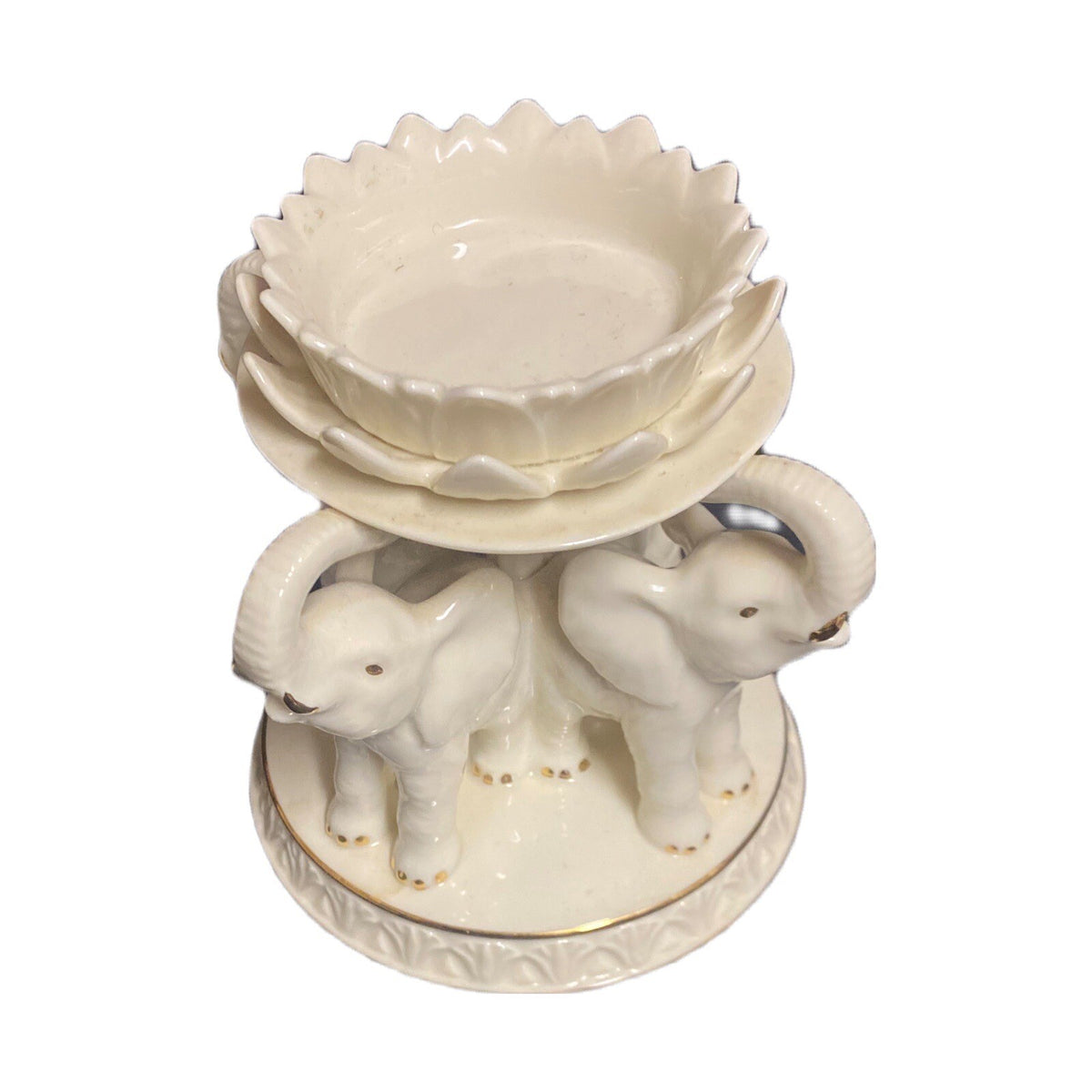 LENOX Elephant Promenade Votive Ivory Fine China Candle Holder 24K Gold Trim