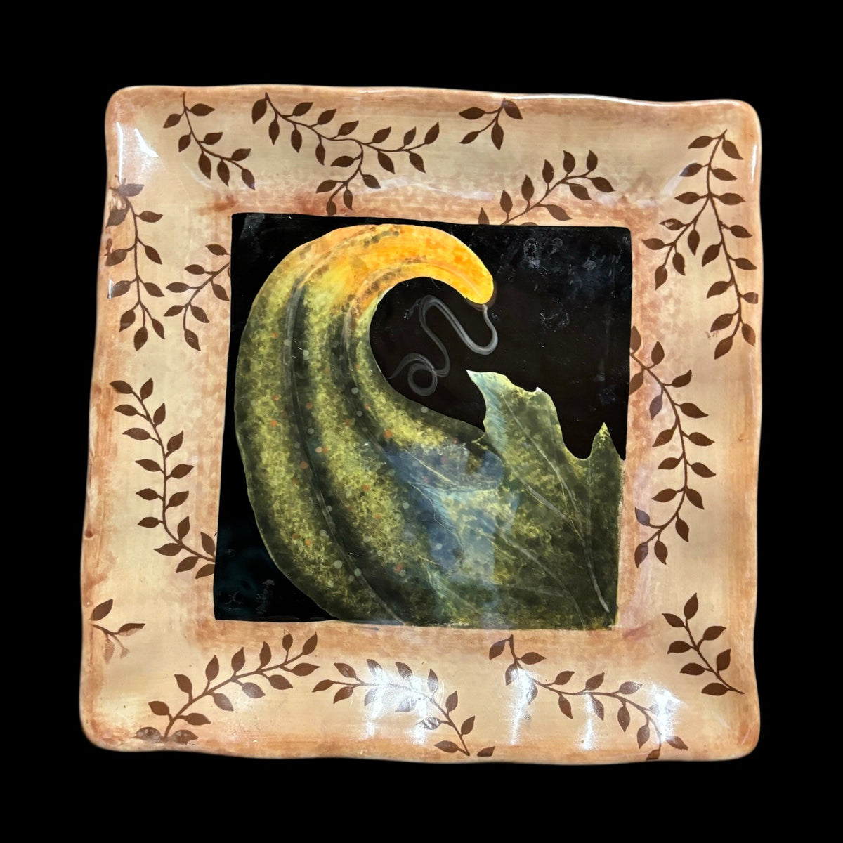 JUDY WESTEGAAR 2-Salad Plates Certified International Pumpkin Squash Square Dish
