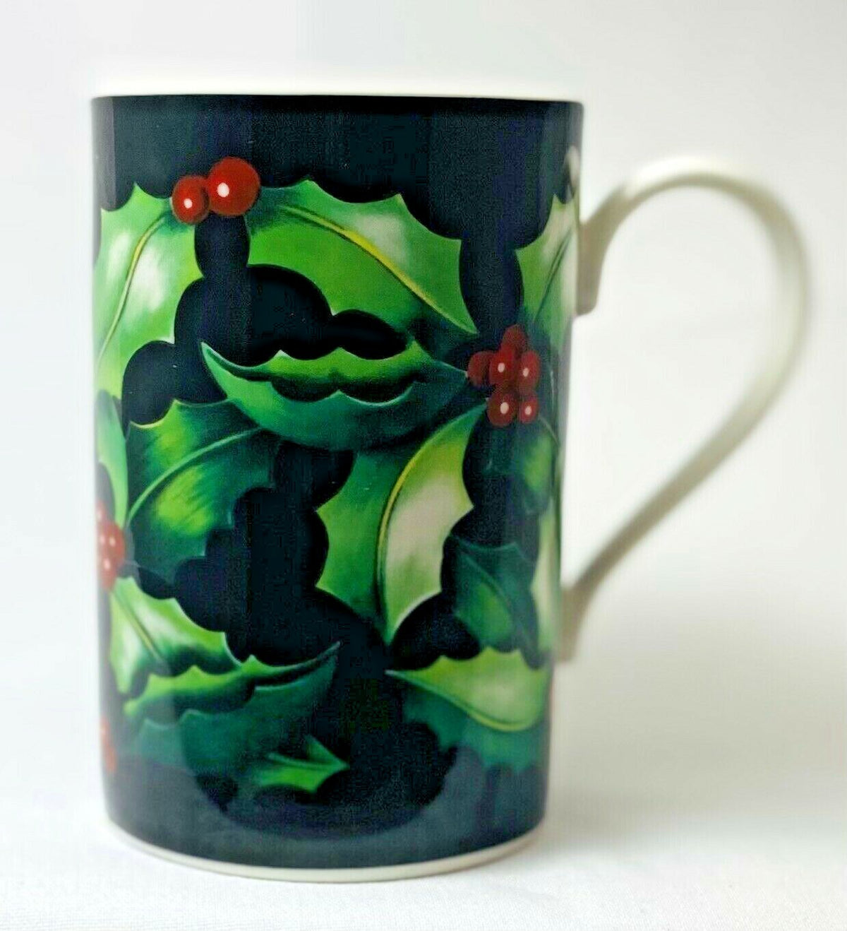 Dunoon Caroline Bessey Stoneware Mug Christmas Flowers Holly Scotland 8 Oz. Cup