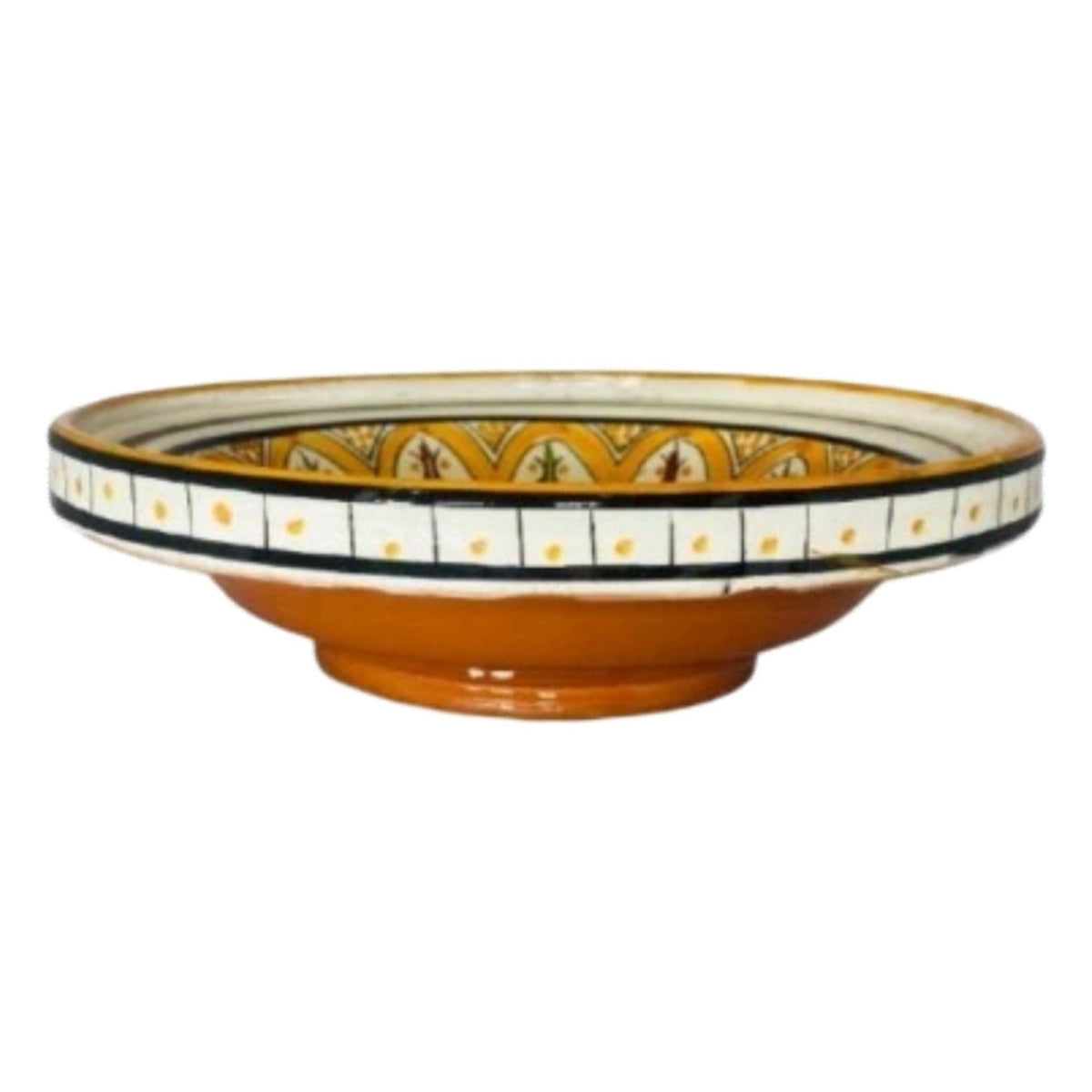 Handmade Moroccan Bhar Orange Pasta Bowl 9.5/8” Tagine Style Terracotta No Lid