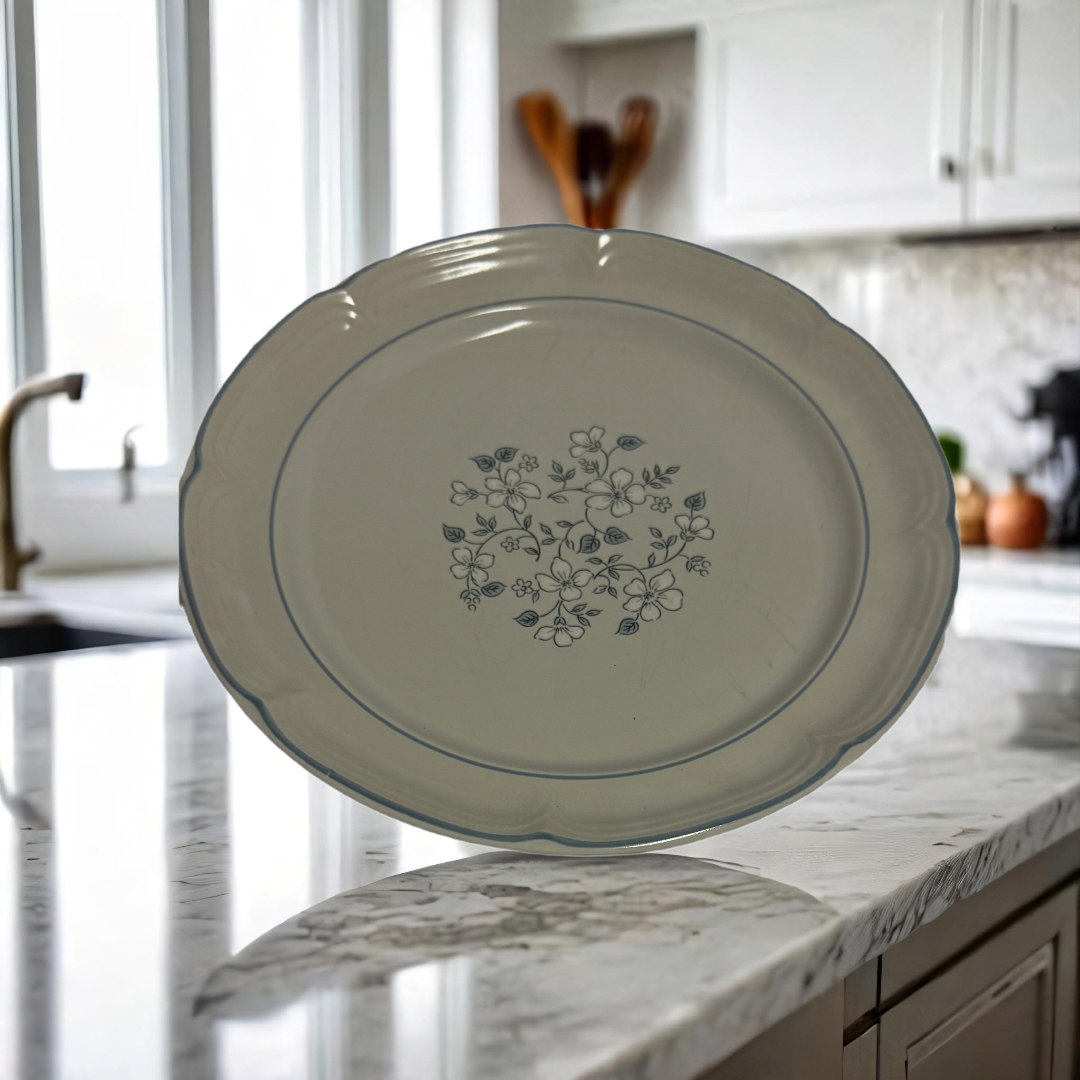 Covington Avondale Blue Floral Stoneware Chop Plate Serving Platter Japan 12”