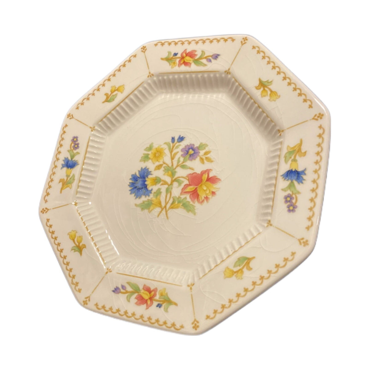 Nikko Classic Collection MAGENTA 4-Bread & Butter Plates Octagonal Floral Japan