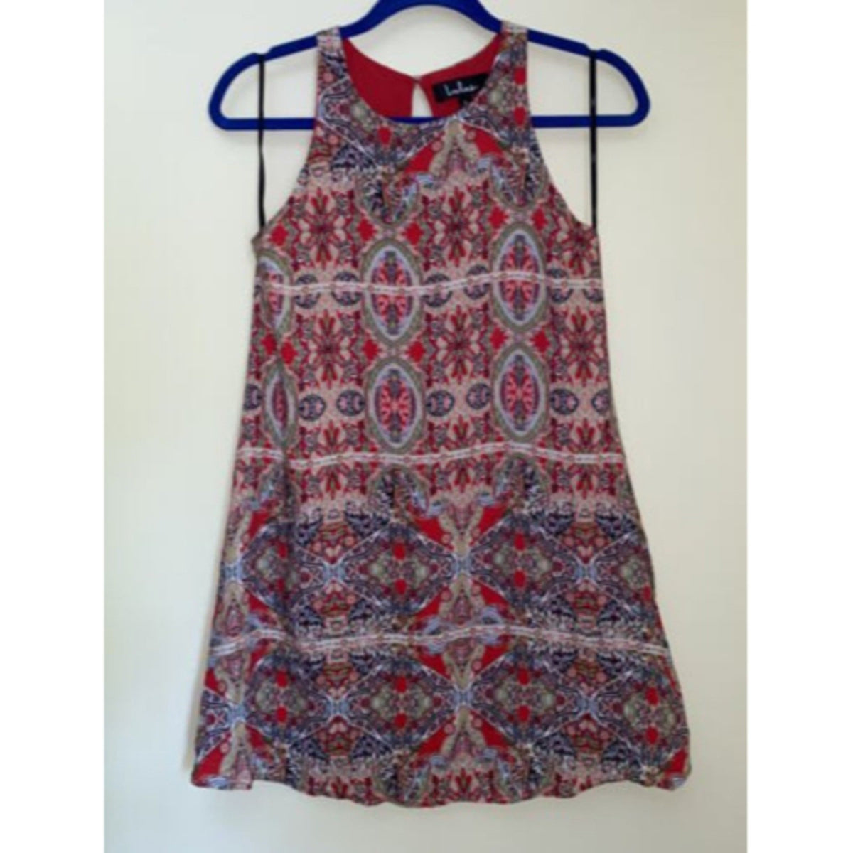 Lulu's Women Tank Top Red Sleeveless Blouse S. Paisley Sleeveless Crew Neck Boho