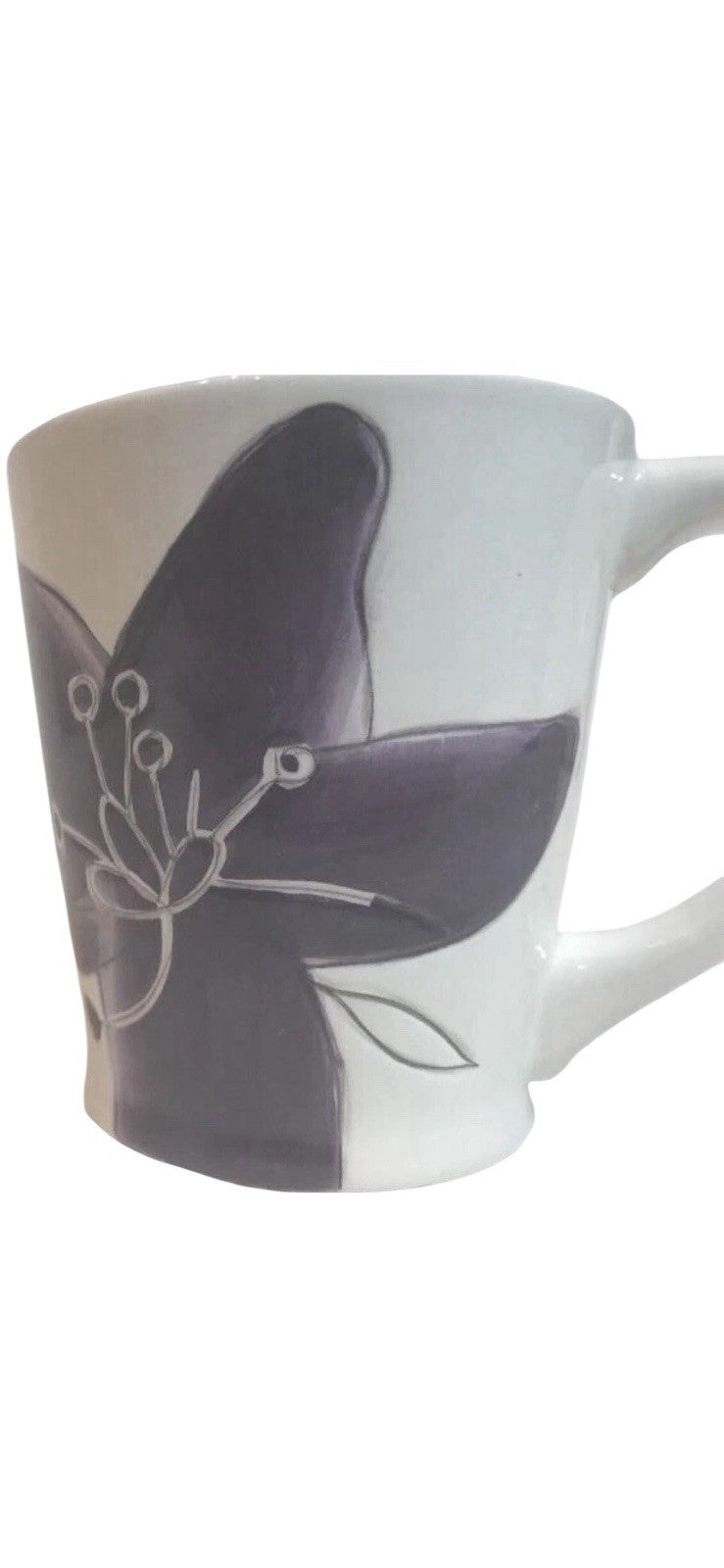 Laurie Gates Anna Plum Floral Ceramic Coffee Mugs Set of 4 Cups