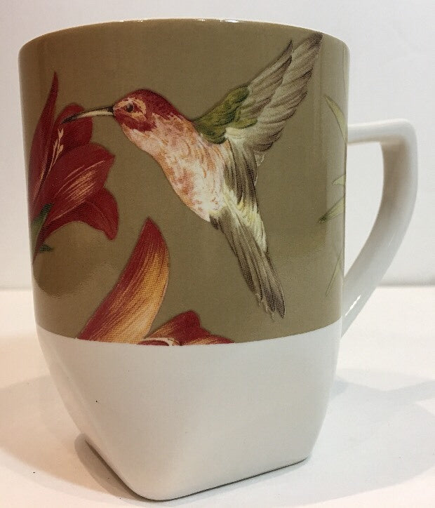 222 Fifth PTS Int’l. “ANTIGUA”  Stoneware Coffee Mug Hummingbird Tea Cup 12 oz