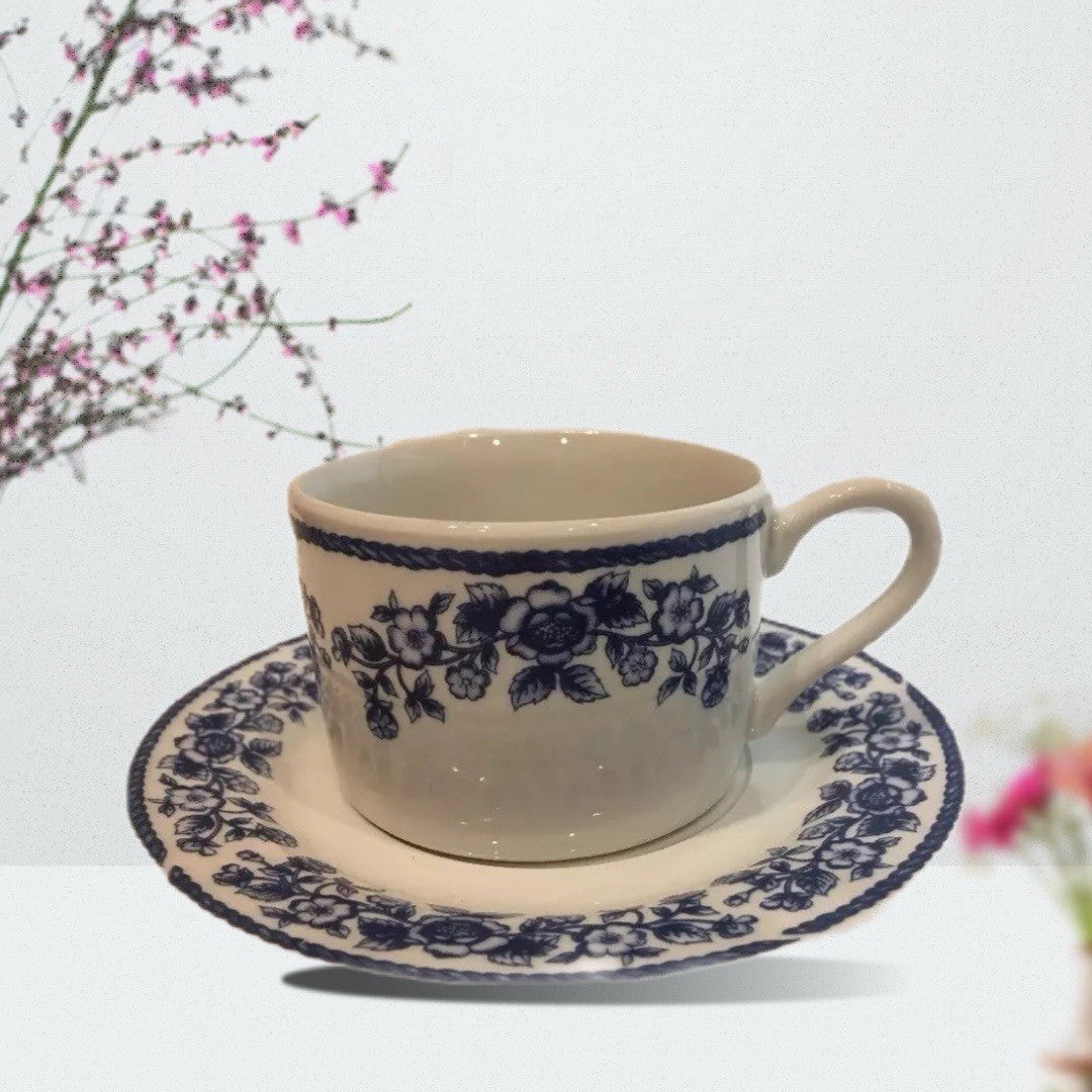 Farberware Blue Chintz 211 Floral Cup & Saucer Set of 4 Casual Concepts 1994
