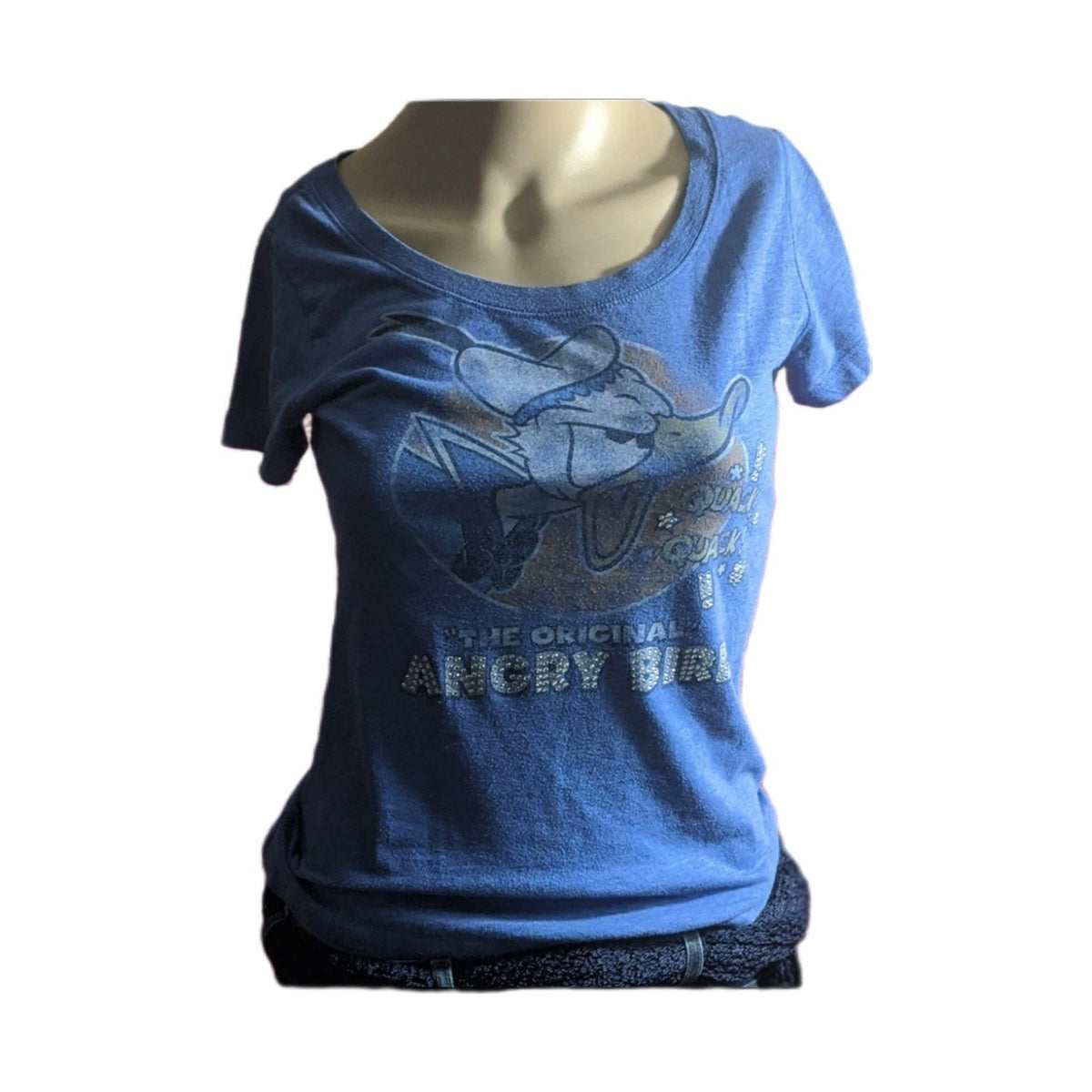 Disney Parke XS Blue Donald Duck Tee “Original Angry Bird” Quack! Quack! Shirt