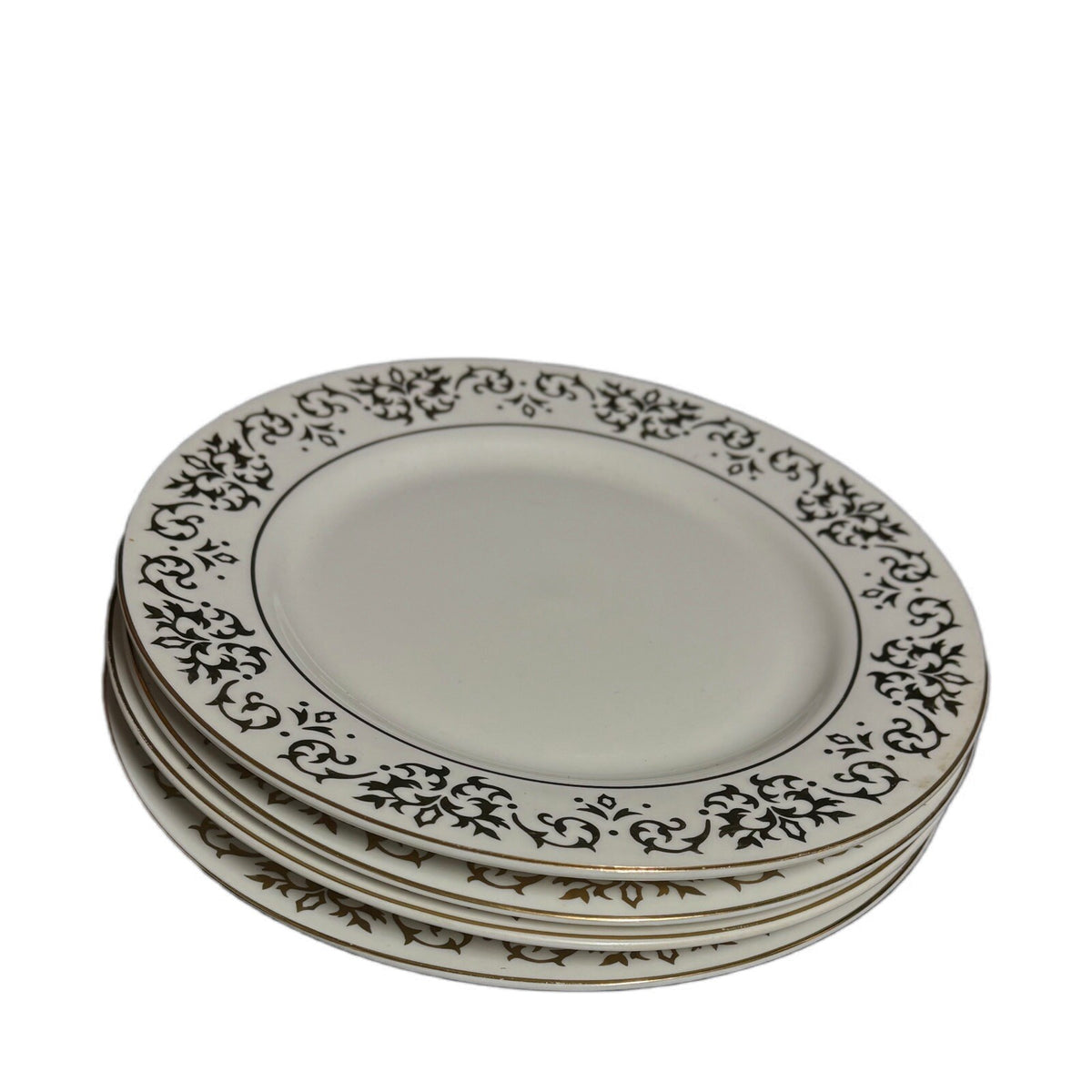 Tienshan CLASSIC GOLD 4-Salad Plates Fine China White Gold Swirls Design & Trim