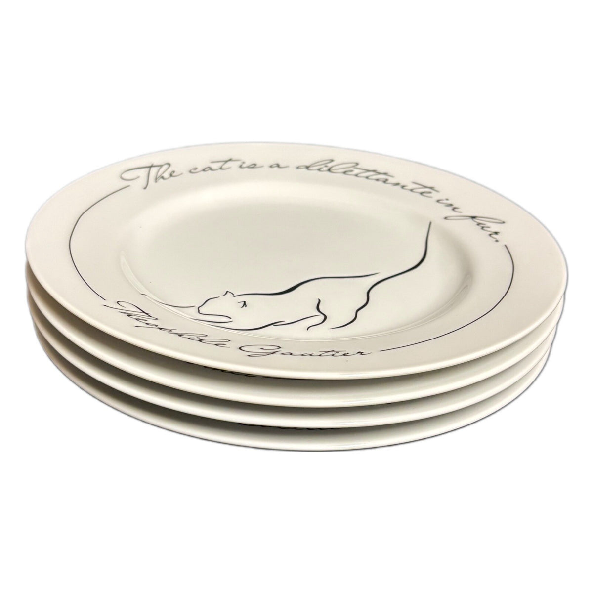 The Monkey and the Peddler 4 Salad Plates and 1 Bowl MINOU Cat Plates LIZ ROSE