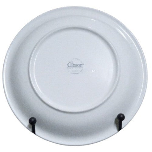Gibson Designs BELLA 4-Dinner Plates 11 1/8"D Ceramic Blue Lavender Floral Bands