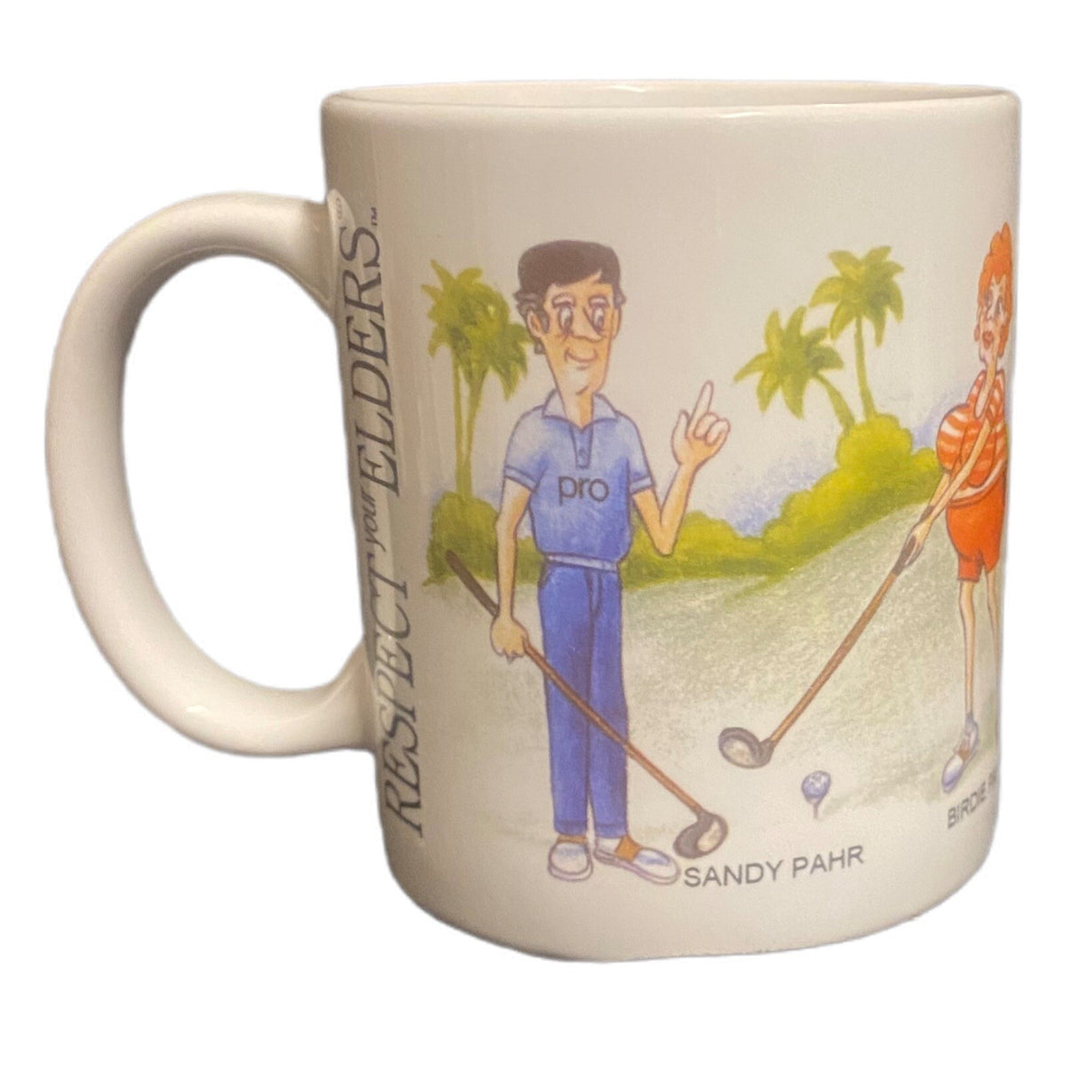 LINYI Mug RESPECT YOUR ELDERS Golf Ceramic Coffee Tea Cup Silver Phoenix 12 Oz