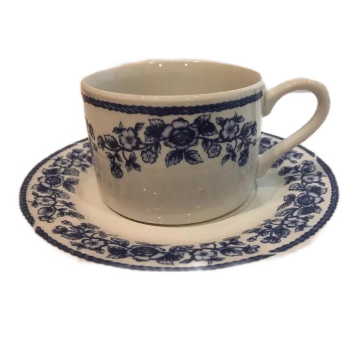 Farberware Blue Chintz 211 Floral Cup & Saucer Set of 4 Casual Concepts 1994