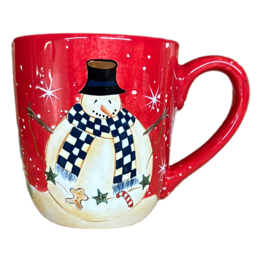 Becca Barton Mug Snowman Certified International Coffee Tea Red Ceramic Cup