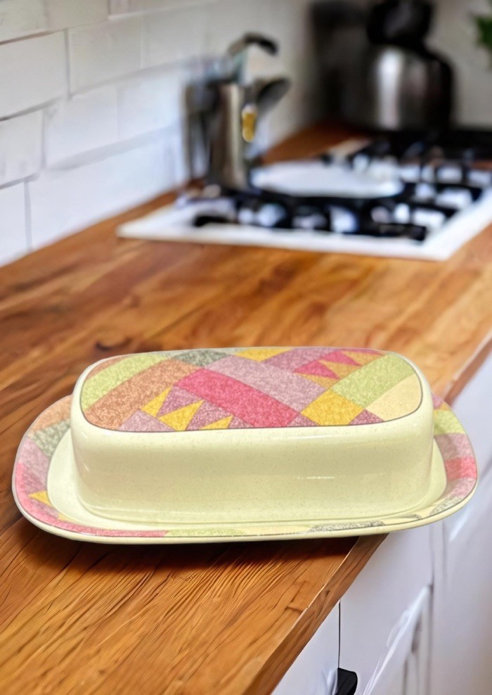 Studio Nova Y2216 Butter Dish Set Colorful Palm Desert by Nancy Green