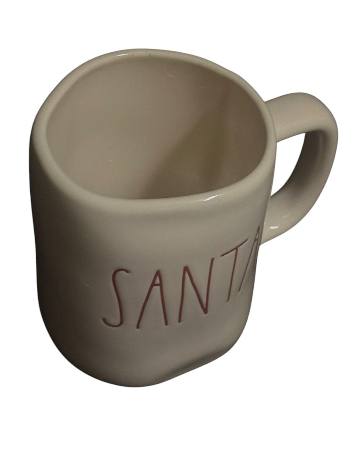 Rae Dunn SANTA Ceramic Coffee Mug White Black Lettering 16 oz Farmhouse Cup