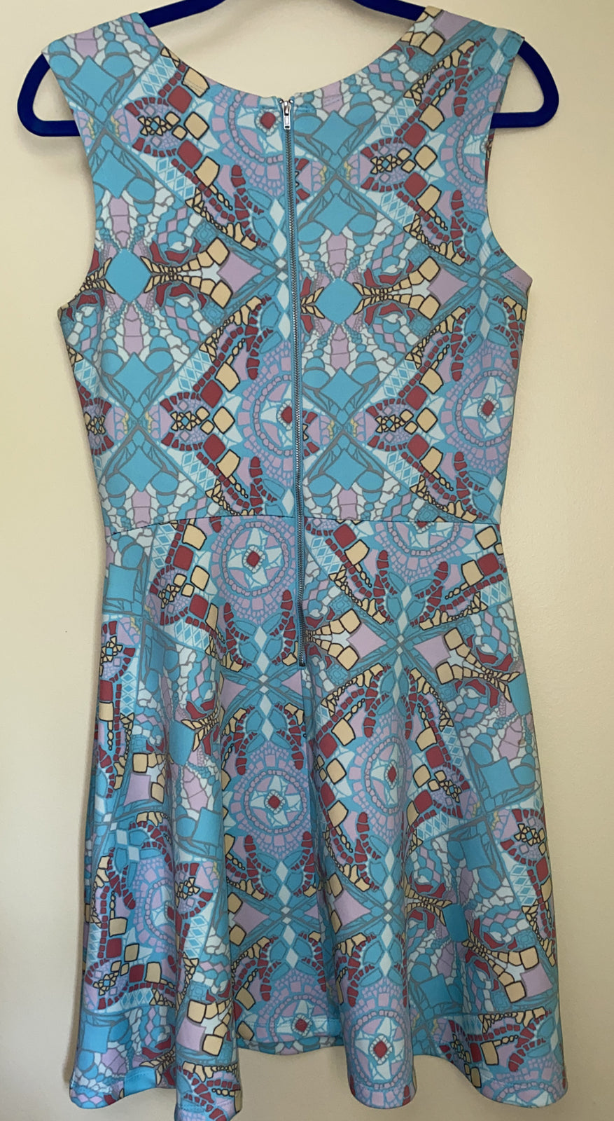 Alya Skater Short Dress Women Sleeveless Teal Blue Flare M