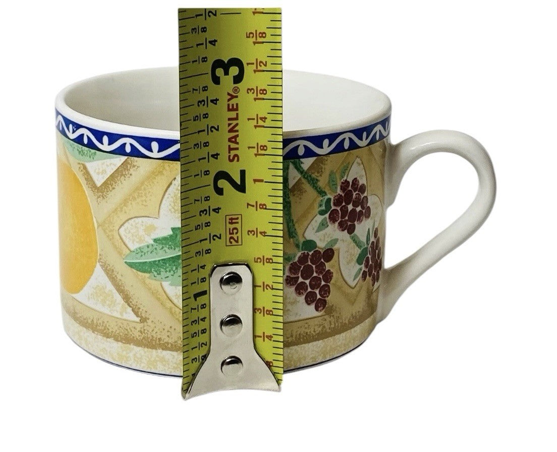 Sango Delight 4869 Set of 3 Coffee Tea Cups Fruit Pattern Stoneware Vintage