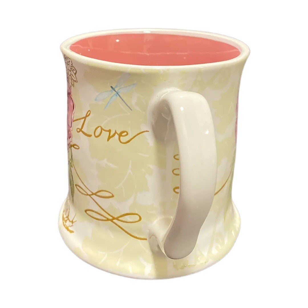 JULIA MINASIAN Coffee Mug Cup Coastline Imports LOVE Stoneware Painted FLORAL