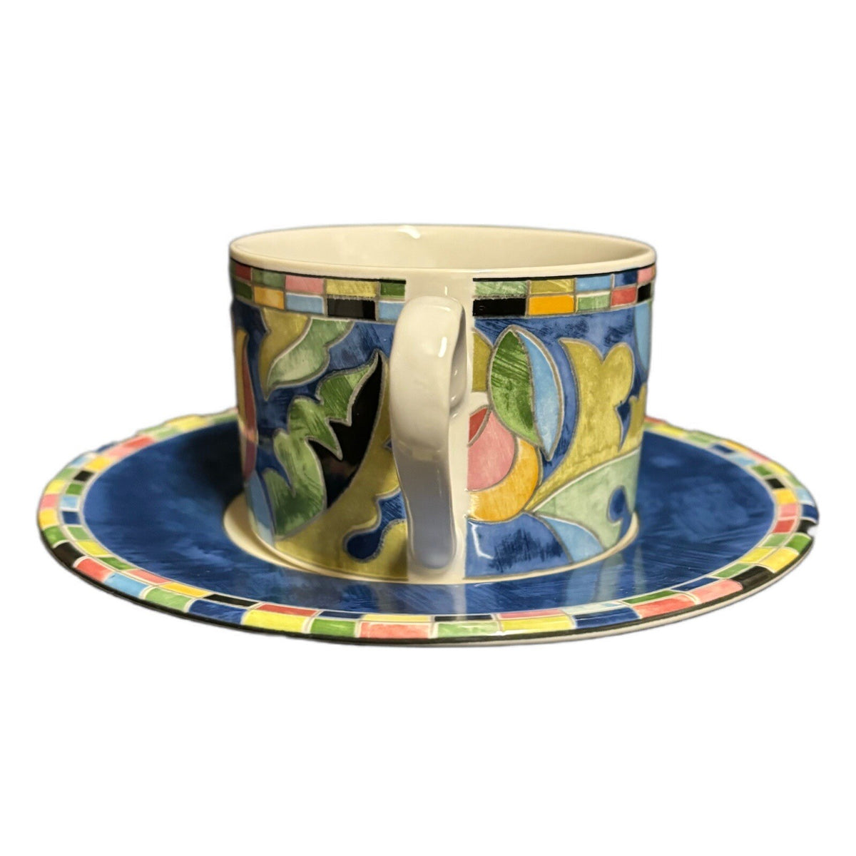 PTS International FANTASIA 2 Cups 2 Saucers Stoneware Coffee Tea