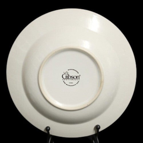 Gibson CORNUCOPIA FRUIT 4-Rim Soup Bowl 8 ½” D Apple Pear Cherry Plum Border